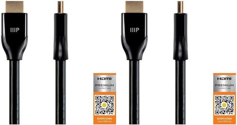 كابل HDMI ممتاز معتمد من Monoprice 115428 - 6 أقدام - أسود، 4K@60 هرتز، HDR، 18 جيجابت في الثانية، 28AWG، YUV 4:4:4، دفق فيديو مزدوج، متوافق مع مشغل DVD (عبوة من قطعتين) in Kuwait