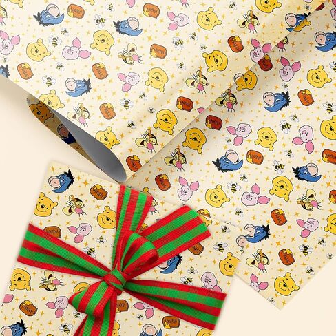 QZCYU 5 Pack Winnie Wrapping Paper for Baby Shower, Classic Bear Gift Wrap for Birthdays Decoration, Party Decorations, Supplies(27.5 x 19.6in) in Kuwait