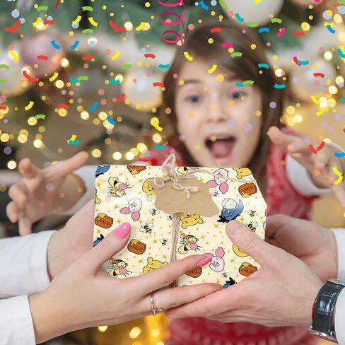 QZCYU 5 Pack Winnie Wrapping Paper for Baby Shower, Classic Bear Gift Wrap for Birthdays Decoration, Party Decorations, Supplies(27.5 x 19.6in) in Kuwait