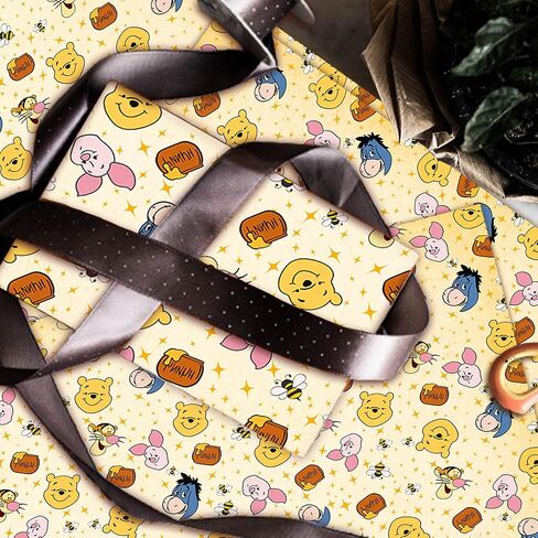 QZCYU 5 Pack Winnie Wrapping Paper for Baby Shower, Classic Bear Gift Wrap for Birthdays Decoration, Party Decorations, Supplies(27.5 x 19.6in) in Kuwait