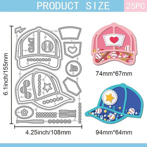 GLOBLELAND Baseball Cap Cutting Dies Metal Hat Shake Die Cuts Sports Cap Background Cutting Embossing Templates for Scrapbooking Crafts Paper Cards Making in Saudi Arabia