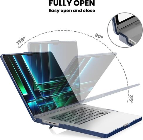 تم تصميم SEYMAC لـ MacBook Pro 14 بوصة 2023/2021 الإصدار M3 M2 A2779 M1 A2442 Pro Max Huchive Rugged Shell Case With Anti Slip Stand for MacBook Pro 14 "، Blue in Kuwait