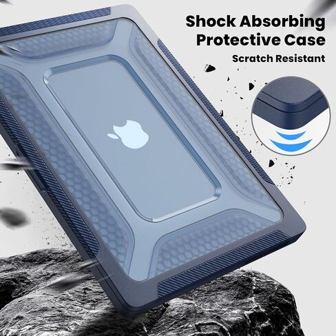 تم تصميم SEYMAC لـ MacBook Pro 14 بوصة 2023/2021 الإصدار M3 M2 A2779 M1 A2442 Pro Max Huchive Rugged Shell Case With Anti Slip Stand for MacBook Pro 14 "، Blue in Kuwait