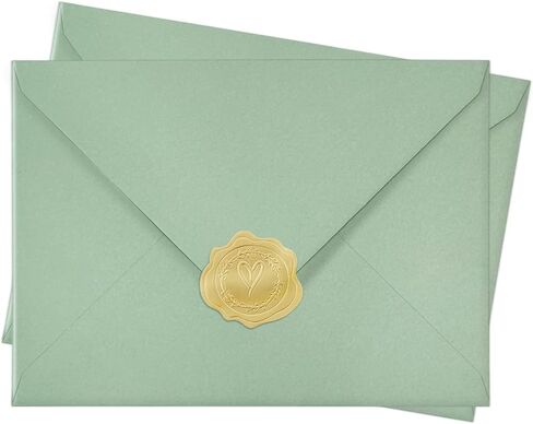50 PCS Sage Green A7 Envelopes with Stickers, 5x7 Envelopes for Greeting Cards, Great for Invitations, Wedding Invitation, Birthday, Baby Shower, Graduation in Kuwait