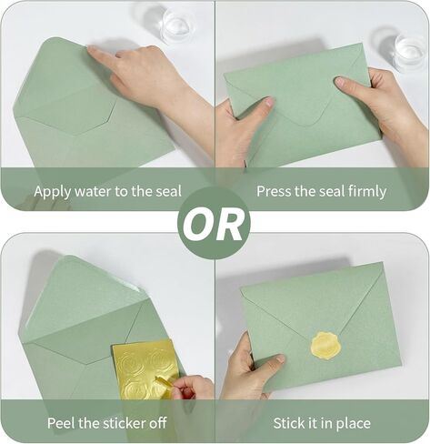 50 PCS Sage Green A7 Envelopes with Stickers, 5x7 Envelopes for Greeting Cards, Great for Invitations, Wedding Invitation, Birthday, Baby Shower, Graduation in Kuwait