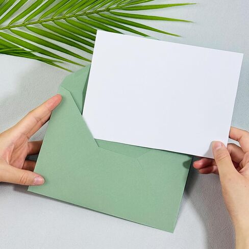 50 PCS Sage Green A7 Envelopes with Stickers, 5x7 Envelopes for Greeting Cards, Great for Invitations, Wedding Invitation, Birthday, Baby Shower, Graduation in Kuwait