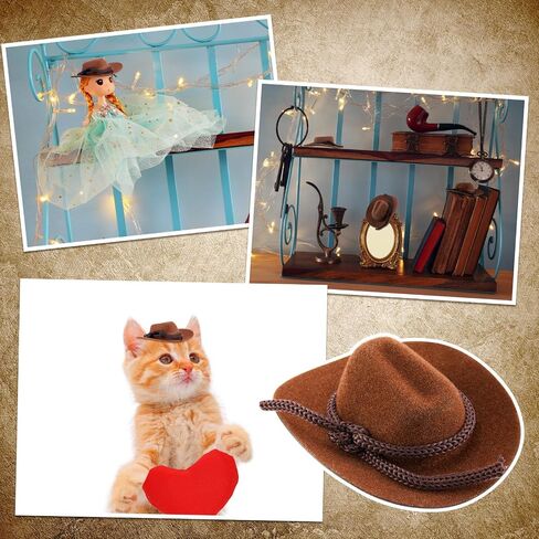 Hercicy 48 PCS Mini Cowboy Hat for Crafts Mini Cowgirl Hat مع مجموعة Bandana الحمراء ، Paisley Western for Western Wedding Wedding in Saudi Arabia