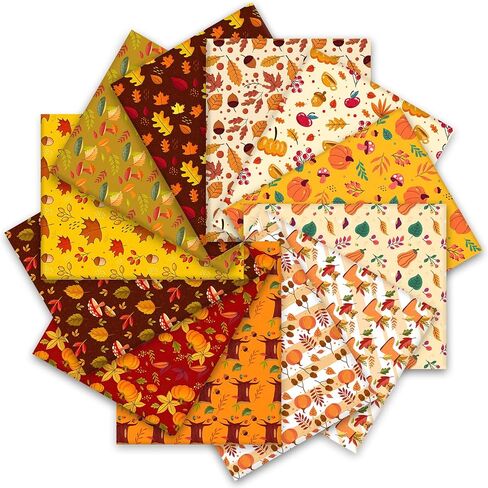 12pcs حزم النسيج القطن الخريف اليقطين ورقة القيقب الفطر جوز الدهون أرباع الخريف عيد الشكر المرقعة لقطات لزخرفة DIY Craft Home Party ، 18 × 22 بوصة in Saudi Arabia