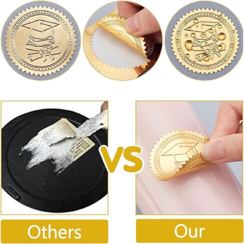 CRASPIRE Crown VIP Stickers 100Pcs 2" Embossed Foil Seals Stickers Gold Envelope Stickers Vintage Envelope with Serrated Edge Medal Decoration Labels for Envelopes Diplomas Wedding Gifts in Saudi Arabia
