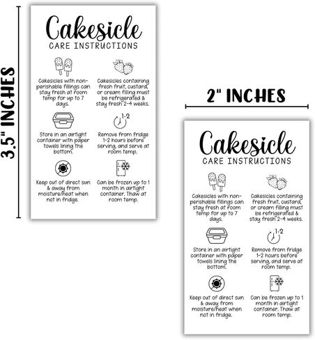 بطاقات تعليمات العناية بالكعك 50pk 2x3.5 "BAKER INSERT CAKE POP POPSICLE MOLLON in Saudi Arabia