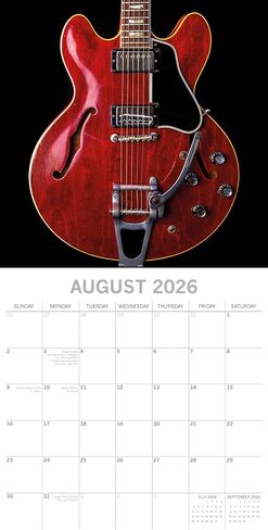 2026 Square Wall Calendar - Guitars الأيقونية 12 × 12 بوصة شهرية ، 16 شهرًا ، موضوع نمط الحياة ، يشمل 180 ملصق تذكير in Saudi Arabia