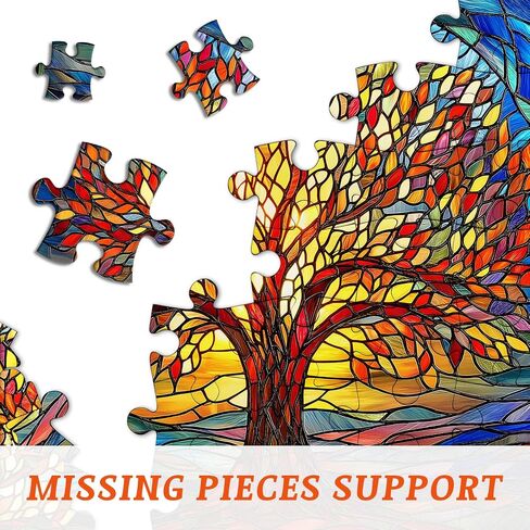 Mosaic Tree of Life Jigsaw Buzzles 1000 قطعة ، بيكفورو ألغاز زجاجية ملونة للبالغين ، موضوع فن النبات الصلب المستحيل ، والتحدي للبالغين in Saudi Arabia