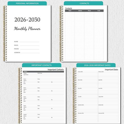2026-2030 Monthly Planner, 5 Year Monthly Planner/Calendar 2026-2030, 60-Month Jan 2026 – Dec 2030, 9" x 11", Tabs, Double-Side Pocket, Holidays, Thick Paper - Black in Saudi Arabia
