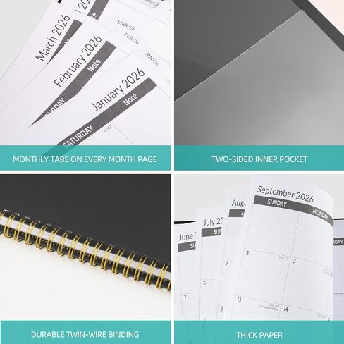 2026-2030 Monthly Planner, 5 Year Monthly Planner/Calendar 2026-2030, 60-Month Jan 2026 – Dec 2030, 9" x 11", Tabs, Double-Side Pocket, Holidays, Thick Paper - Black in Saudi Arabia