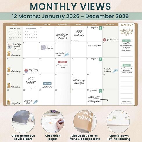 Bloom Daily Planners 2026 كتاب تقويم مخطط شهري (يناير 2026 - ديسمبر 2026) - كبير 9 "× 12" منظم جدول أعمال الأزهار - حفل حديقة in Saudi Arabia