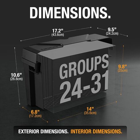 صندوق بطارية NOCO Snap-Top BG31، صندوق بطارية مجموعة 24-31 12 فولت للبطاريات البحرية والسيارات والمركبات الترفيهية والقوارب والتخييم ومقطورة السفر in Kuwait