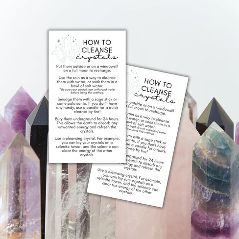 كيفية تطهير وشحن تعليمات Crystals الخاصة بك 50pk 2x3.5 "بطاقات عميل مجوهرات Crystal لـ Makers DIY مجموعة SAGE دليل SAGE in Saudi Arabia