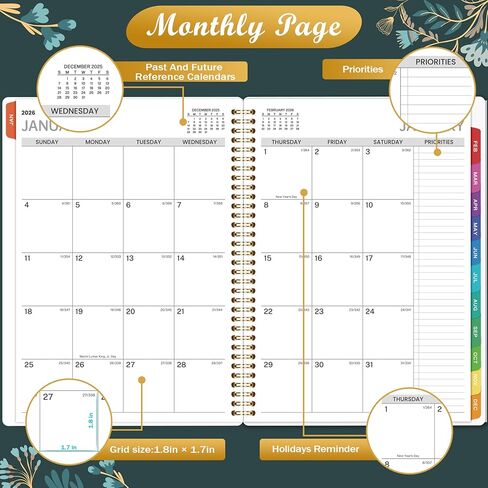 2026 Appointment Book - 2026 Daily Hourly Planner, Jan 2026 - Dec 2026, Appointment Book 2026, Large Planners Weekly Monthly, 8.5" x 11", Planners with 30-Minute Interval - Green Floral in Saudi Arabia