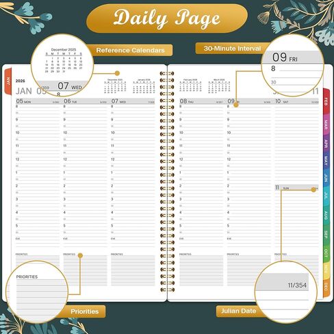 2026 Appointment Book - 2026 Daily Hourly Planner, Jan 2026 - Dec 2026, Appointment Book 2026, Large Planners Weekly Monthly, 8.5" x 11", Planners with 30-Minute Interval - Green Floral in Saudi Arabia