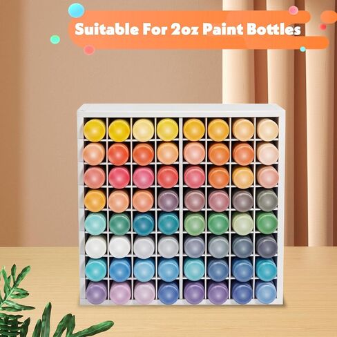 64 Grids Craft Paint Storage Organizer, Wall-mountable Paints Holder, Stackable Paint Bottle Rack Stand for 2oz Acrylic Craft Paints in Saudi Arabia