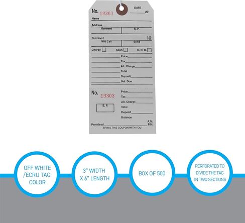 SSWBasics 3W x 6H inch Strung Off-White Perforated Alteration Tags - Box of 500 in Saudi Arabia