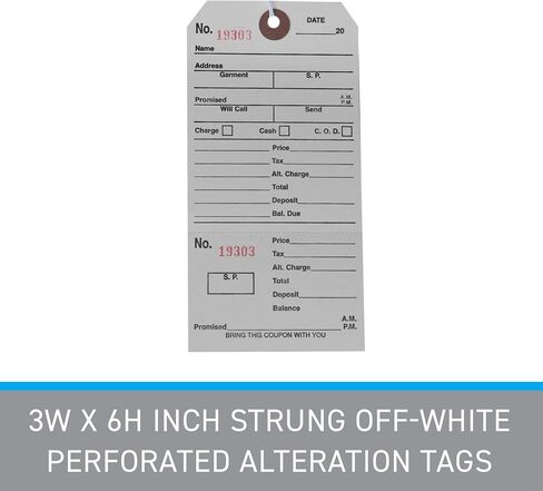 SSWBasics 3W x 6H inch Strung Off-White Perforated Alteration Tags - Box of 500 in Saudi Arabia