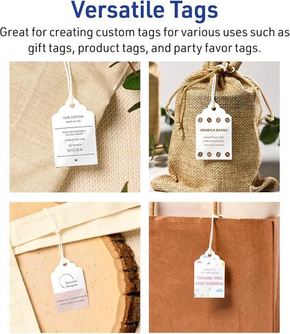 Avery Printable Rectangle Scalloped Tags with Sure Feed Technology, 2" x 1-1/4", Glossy White Cardstock, Print-to-The-Edge, Laser/Inkjet, 180 Total, Great for Custom Gift Tags and Branding Tags in Saudi Arabia