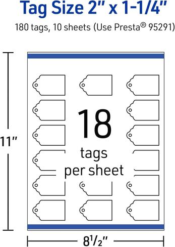 Avery Printable Rectangle Scalloped Tags with Sure Feed Technology, 2" x 1-1/4", Glossy White Cardstock, Print-to-The-Edge, Laser/Inkjet, 180 Total, Great for Custom Gift Tags and Branding Tags in Saudi Arabia