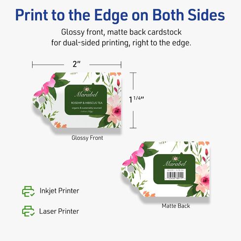 Avery Printable Rectangle Scalloped Tags with Sure Feed Technology, 2" x 1-1/4", Glossy White Cardstock, Print-to-The-Edge, Laser/Inkjet, 180 Total, Great for Custom Gift Tags and Branding Tags in Saudi Arabia