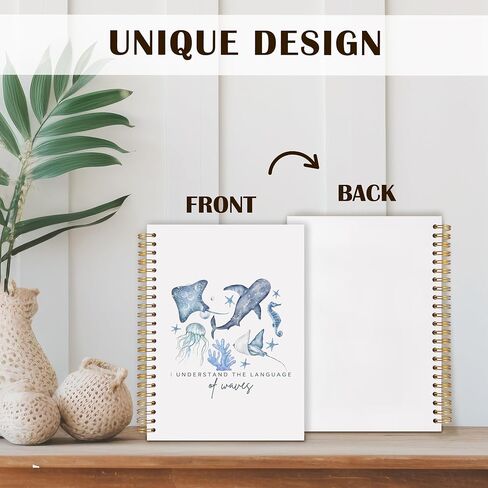 Watercolor Ocean Spiral Notebooks, Retro Marine Biology Journals for Writing, Gifts for Ocean Beach Lovers Journal, Blue Sea Animal Beach Notebook for Note Taking, 5.5x8.3 Inch in Kuwait