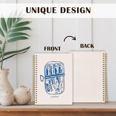 Watercolor Ocean Spiral Notebooks, Retro Marine Biology Journals for Writing, Gifts for Ocean Beach Lovers Journal, Blue Sea Animal Beach Notebook for Note Taking, 5.5x8.3 Inch in Kuwait