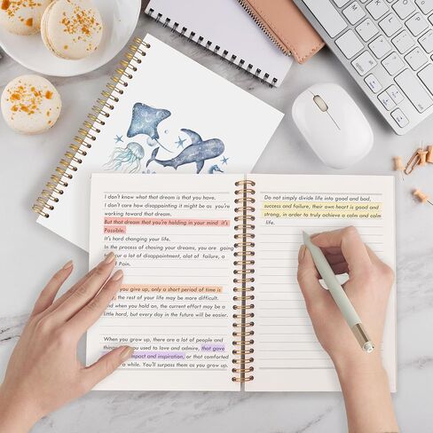 Watercolor Ocean Spiral Notebooks, Retro Marine Biology Journals for Writing, Gifts for Ocean Beach Lovers Journal, Blue Sea Animal Beach Notebook for Note Taking, 5.5x8.3 Inch in Kuwait
