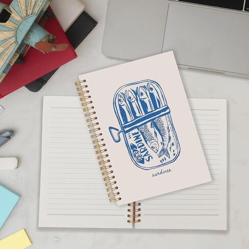 Watercolor Ocean Spiral Notebooks, Retro Marine Biology Journals for Writing, Gifts for Ocean Beach Lovers Journal, Blue Sea Animal Beach Notebook for Note Taking, 5.5x8.3 Inch in Kuwait