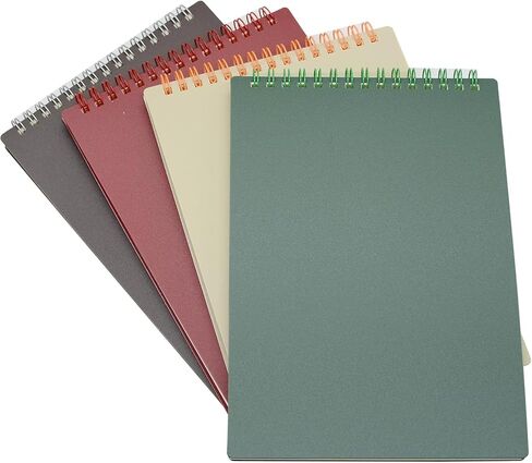 YIKANGHENG 4 Pcs A5 Size Top Bound Spiral Notebook, 8.3 In x 5.9 In Thick Plastic Hardcover 7mm College Ruled 80 Sheets/160 Pages for Study and Notes (dark) in Saudi Arabia