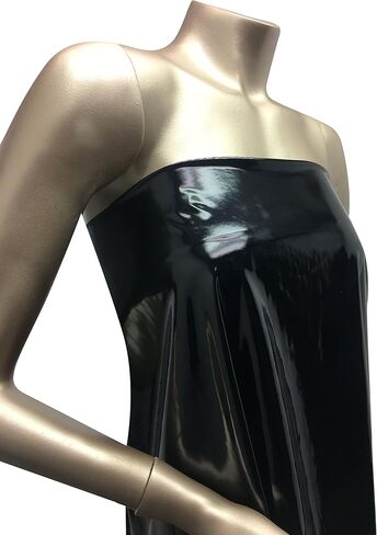 Polyester Spandex Shiny Black Faux Vinyl 2 Ways Stretch Fabric in Saudi Arabia