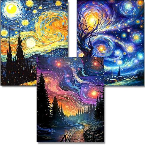 OFRKE Diamond Painting Kits for Adults,3 Pack Moonlight Waterfall Diamond Art for Beginners, Diamond Round 5D Full Drill Paint with Diamonds Pictures Gem Art Painting Kits DIY Crafts Kits 12x16inch in Kuwait