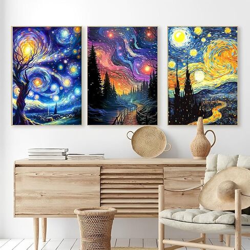 OFRKE Diamond Painting Kits for Adults,3 Pack Moonlight Waterfall Diamond Art for Beginners, Diamond Round 5D Full Drill Paint with Diamonds Pictures Gem Art Painting Kits DIY Crafts Kits 12x16inch in Kuwait