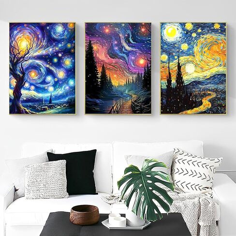 OFRKE Diamond Painting Kits for Adults,3 Pack Moonlight Waterfall Diamond Art for Beginners, Diamond Round 5D Full Drill Paint with Diamonds Pictures Gem Art Painting Kits DIY Crafts Kits 12x16inch in Kuwait