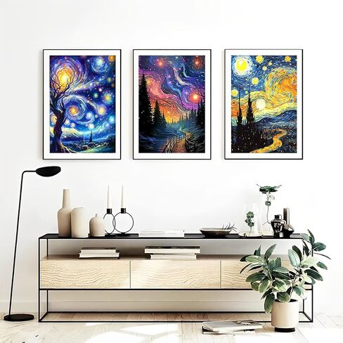 OFRKE Diamond Painting Kits for Adults,3 Pack Moonlight Waterfall Diamond Art for Beginners, Diamond Round 5D Full Drill Paint with Diamonds Pictures Gem Art Painting Kits DIY Crafts Kits 12x16inch in Kuwait