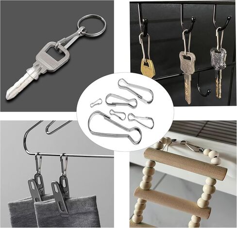 60 pcs Stainless Steel Small Spring Hooks 1inch/25mm Lanyard Clasp Zipper Snap Clips for Key Chain ID Card Badge Holders in Kuwait