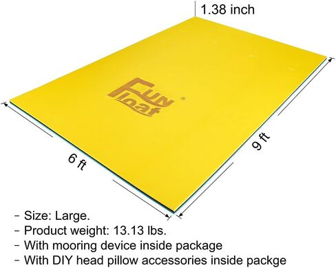 Floating Water Mat, 3-Layer and 1.38 inch Thick, 18'*6'/9'*6', Swimming Island,Aqua Pad,Used in Lake,Pool,on Beach, Vacation,Water Activities,Sports,Recreations,Parties,with Mooring Device in Saudi Arabia