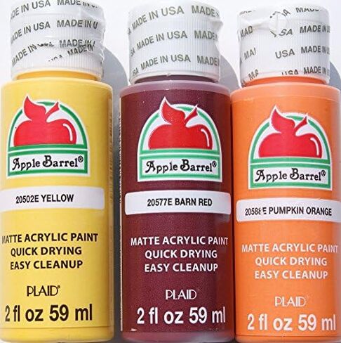 Apple Barrel Fall/Autumn Acrylic Paint Set - Pumpkin Orange, Barn Red, and Yellow (2 Ounces Each) in Saudi Arabia