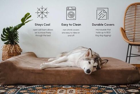 Barker Beds Replacement Cover (Sleek, Large, Burgundy) – Soft Microfiber Dog Bed Cover for 7" Orthopedic Beds – Durable, Machine-Washable & Easy to Remove – Fits Sleek Edition – Made in USA in Saudi Arabia