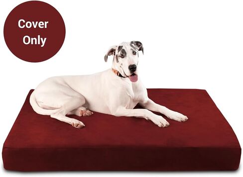 Barker Beds Replacement Cover (Sleek, Large, Burgundy) – Soft Microfiber Dog Bed Cover for 7" Orthopedic Beds – Durable, Machine-Washable & Easy to Remove – Fits Sleek Edition – Made in USA in Saudi Arabia