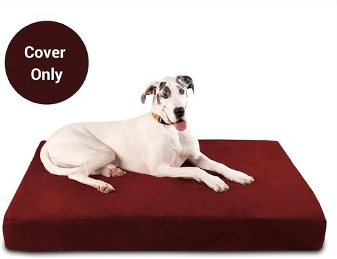 Barker Beds Replacement Cover (Sleek, Large, Burgundy) – Soft Microfiber Dog Bed Cover for 7" Orthopedic Beds – Durable, Machine-Washable & Easy to Remove – Fits Sleek Edition – Made in USA in Saudi Arabia