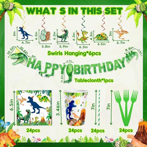 154ps ثلاثة ديكورات عيد ميلاد REX Boy Dinosaur 3rd Bday Tableware Jungle T-Rex 3 Rex Dino Plates Napkins Banner TableCloth Dino Party Supplies Service 24 in Saudi Arabia