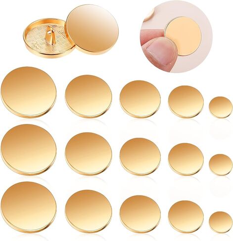 jieyao 50pcs الأزرار المسطحة المعدنية الفضية للألواح ، أزرار خياطة مستديرة على شكل نساء للنساء بدلة معطف السترة قميص 10 مم 18 مم 15 مم 20 مم (فضية) in Saudi Arabia