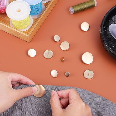 jieyao 50pcs الأزرار المسطحة المعدنية الفضية للألواح ، أزرار خياطة مستديرة على شكل نساء للنساء بدلة معطف السترة قميص 10 مم 18 مم 15 مم 20 مم (فضية) in Saudi Arabia