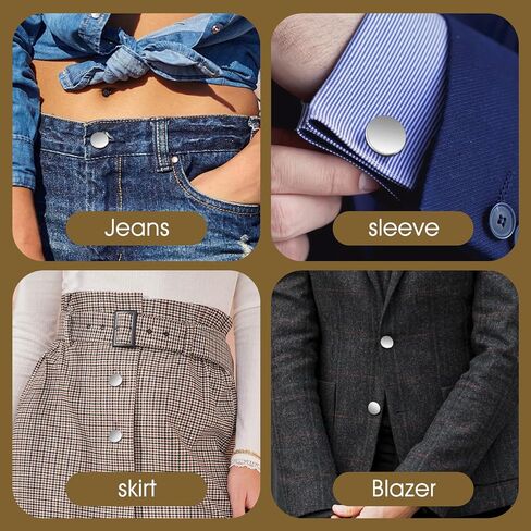 jieyao 50pcs الأزرار المسطحة المعدنية الفضية للألواح ، أزرار خياطة مستديرة على شكل نساء للنساء بدلة معطف السترة قميص 10 مم 18 مم 15 مم 20 مم (فضية) in Kuwait