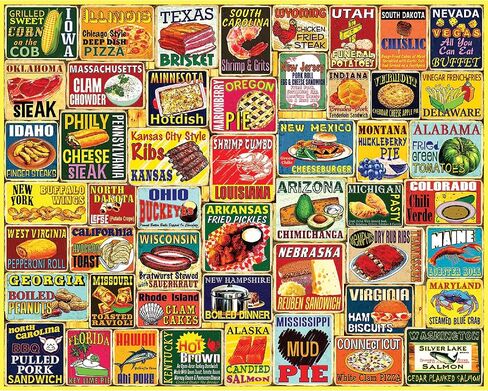 White Mountain Iconic State Foods Puzzle 1000 Piece American Food Jigsaw Puzzles for Adults in Saudi Arabia